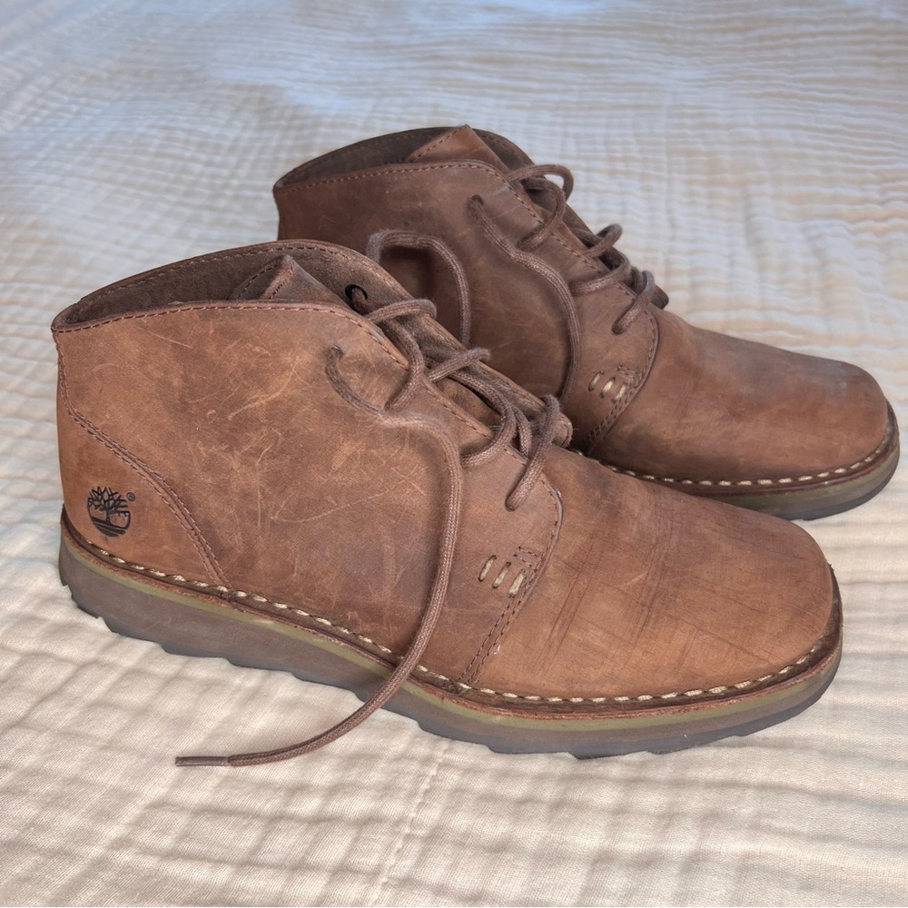 Perfect Condition  Timberland Brown Genuine Leather Laceup Brown Boots Men 8.5
